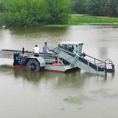 Automatic Water Weed Harvester river floating garbage collecting cleaning boat lake hyacinth collector machine