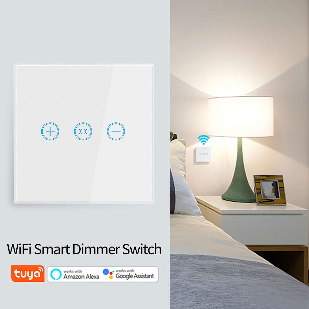 Amazon Hot Sell Dimmer Light Switch Alexa Google Voice Control WIFI Control Tuya App LED Light Touch Button Wall Smart Switch