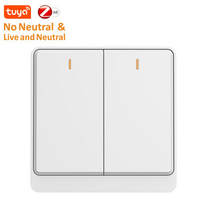 EU UK Zigbee No Neutral and Capacitor 2 Gang Wall Push Button Mechanical Smart Light Tuya Zigbee 3.0 Switch Smart Light Switches