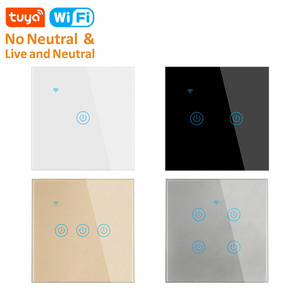 Wifi Smart Home Tuya App Smart Life Wall Light Switch No Neutral EU 1/2/3/4 Gang Glass Touch Wall Switch