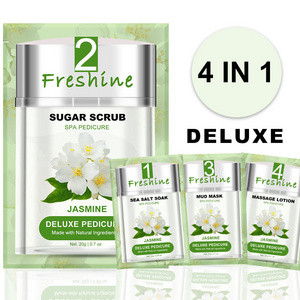 Pedicure 4 Step Kit Spa Exfoliating Sugar Scrub Natural Organic Foaming Pedicure Sugar Scrub Private Label  Spa Foot Exfoliator