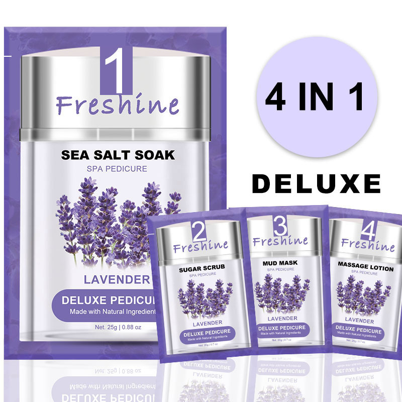 Pedicure Scrub Set Foot Spa Treatment Lavender foot messager lotion detox pedicure kit in a box 4 in 1 feet cream for dry skin