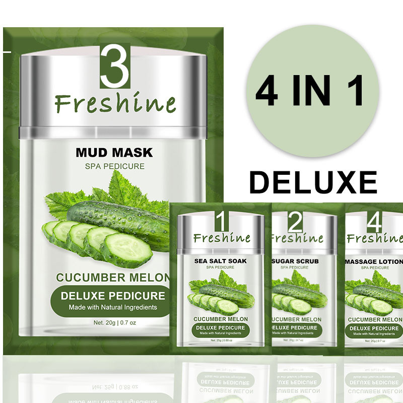 Deluxe Foot Pedicure Kit In A Box 4 In 1 Private Label Natural Organic Sugar Scrub Pedicure Cucumber Spa Pedicure Set Producer