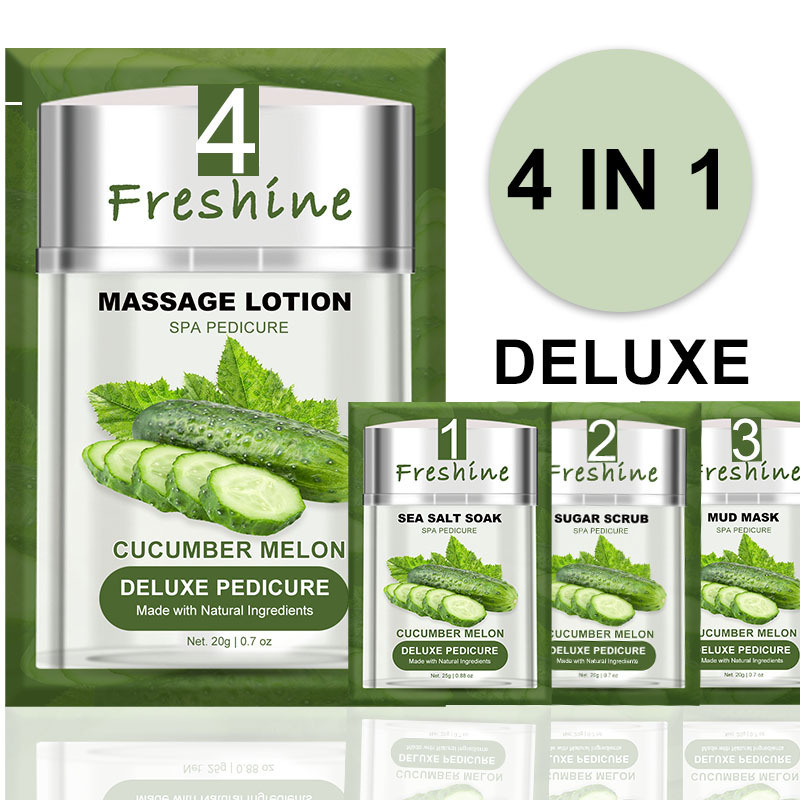 Deluxe Foot Pedicure Kit In A Box 4 In 1 Private Label Natural Organic Sugar Scrub Pedicure Cucumber Spa Pedicure Set Producer