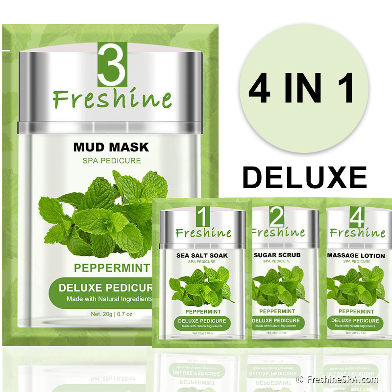 Mint Mask Korean Spa Pedicure Products Luxury 4 Step Mentol Foot Spa Pedicure Scrub Lotion For Luxury Pedicure Peppermint