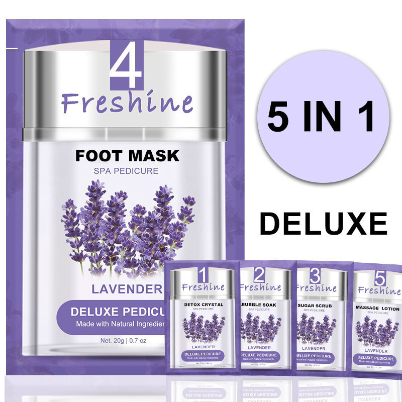 Pedicure Products Professional Foot Spa Massage Jelly Pedicure Kit 5 In 1 Lavender Pedicure Mask Foot Masking Peel Manufactory