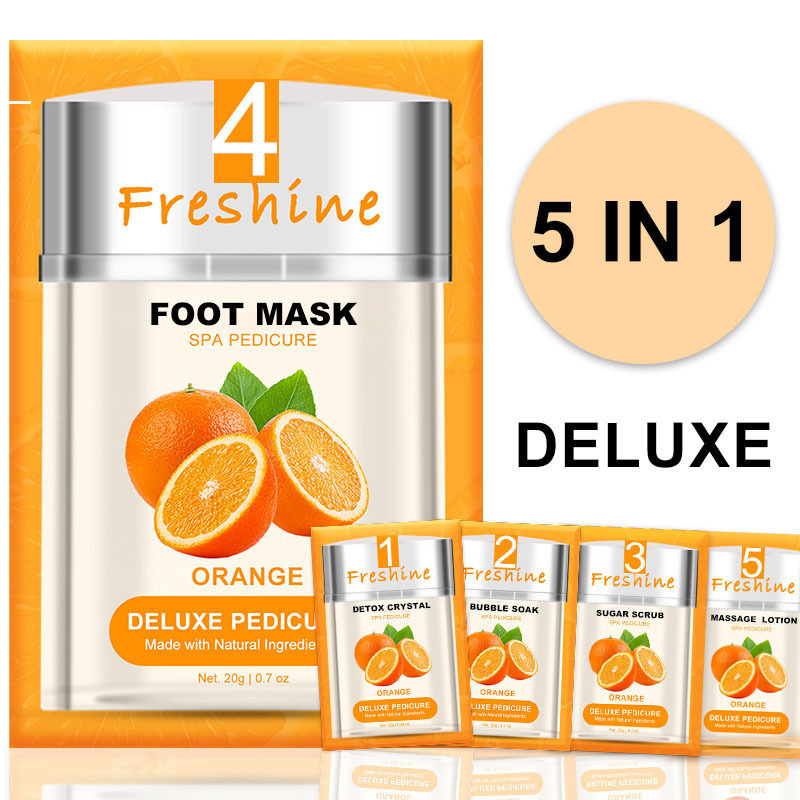 Deluxe Jelly  Pedicure Kit In A Box 4 In 1 Organic Vegan Foot Skin Care Detox Crystal Pedicure Salt Spa Orange