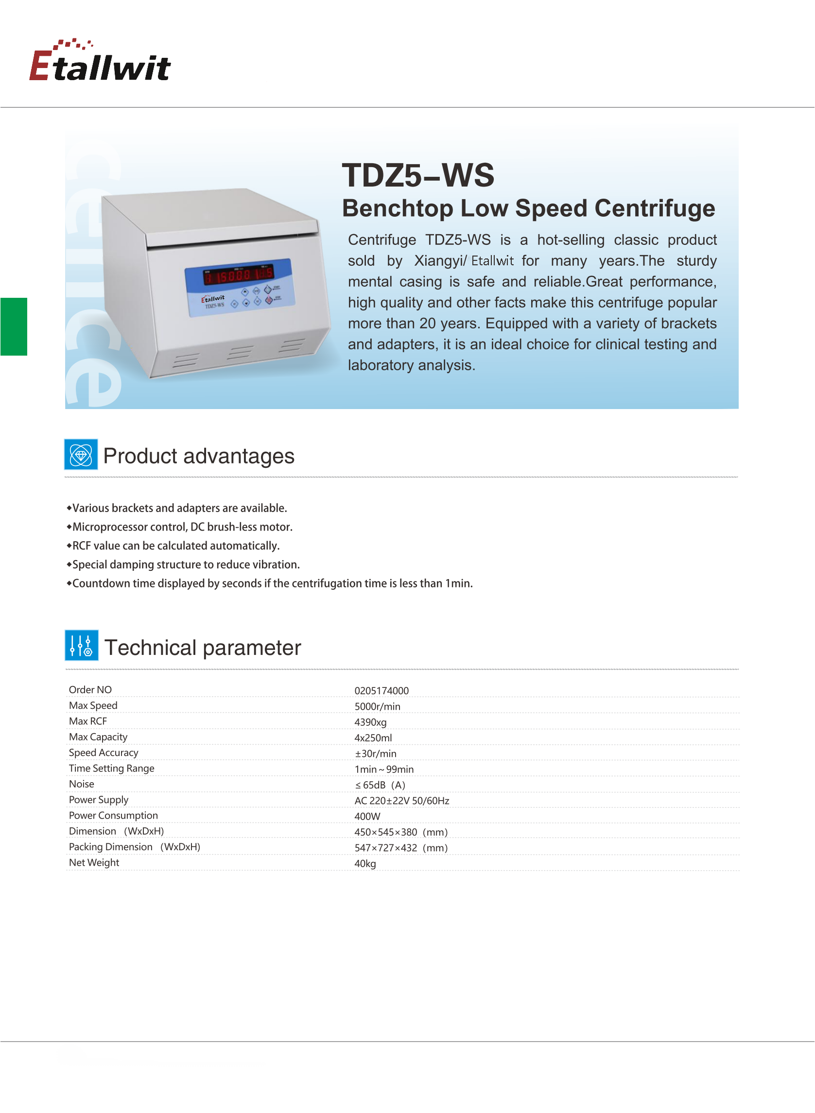 Lab Centrifuge 4x250mL Benchtop Low Speed Centrifuge Machine