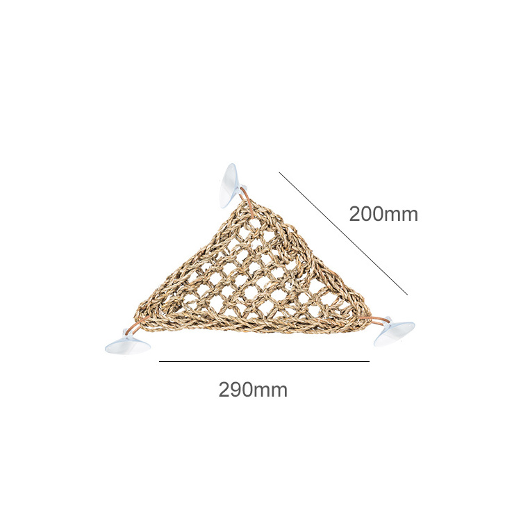 REPTIZOO DC09P Natural Straw Weaving Hammock for Leopard Gecko Lizard Lounger Hammock Triangle Reptile Hammock