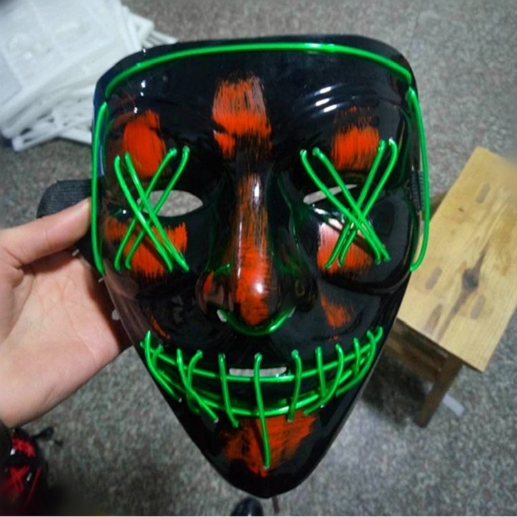 Wholesale EL Mask V-word Vengeance Luminous Halloween Cosmetic Led Party Mask Performing Tool Purge Mask