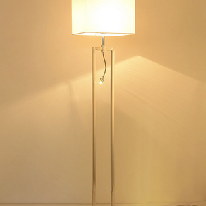 Modern Contracted LED Living Room Stainless Steel Base Fabric Shade Led Floor Lamps