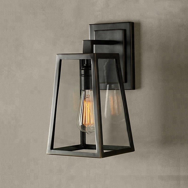 American Creative Industry retro glass box wall lamp fluorescent lighting fixtures wall mounted