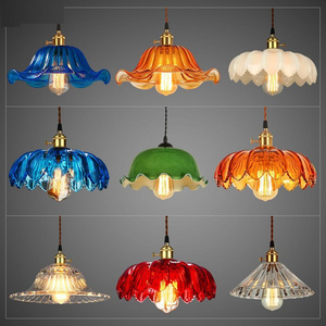 Wholesale European Vintage Style Rope Ceiling Lamp Color Glass Flower Pendant Light