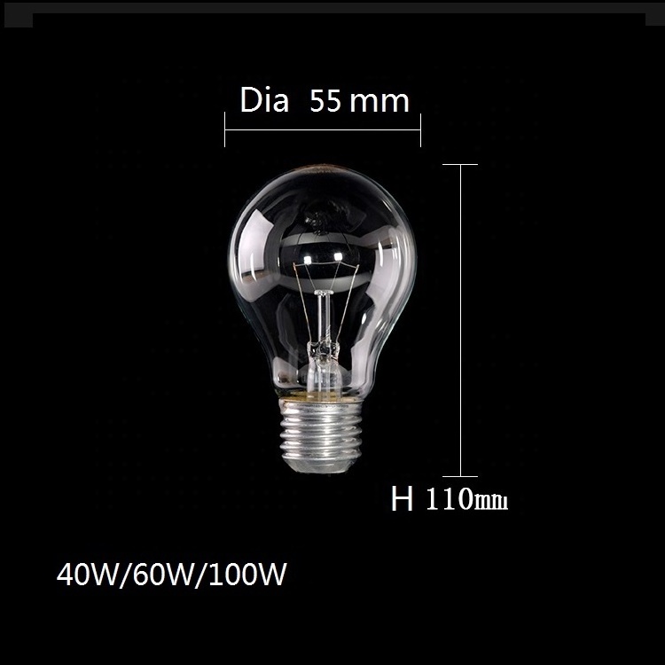 Etch Lighting E26 Bulb Filament Light E27 B22 100W Halogen Clear Frost Glass Dimming Electric Bulb A55 Incandescent Bulb