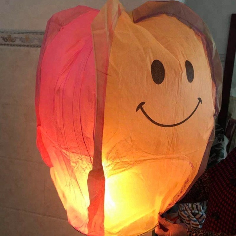 Heart shaped lamp wishing thickening smiling face flame retardant creative paper lantern