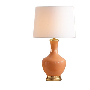 Etch lighting fashionable ceramic body fabric shade hotel bedside ceramic table lamps