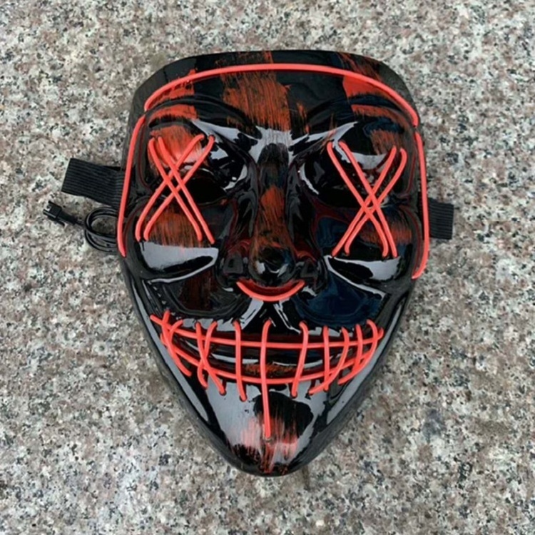 Wholesale EL Mask V-word Vengeance Luminous Halloween Cosmetic Led Party Mask Performing Tool Purge Mask