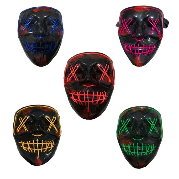 Wholesale EL Mask V-word Vengeance Luminous Halloween Cosmetic Led Party Mask Performing Tool Purge Mask