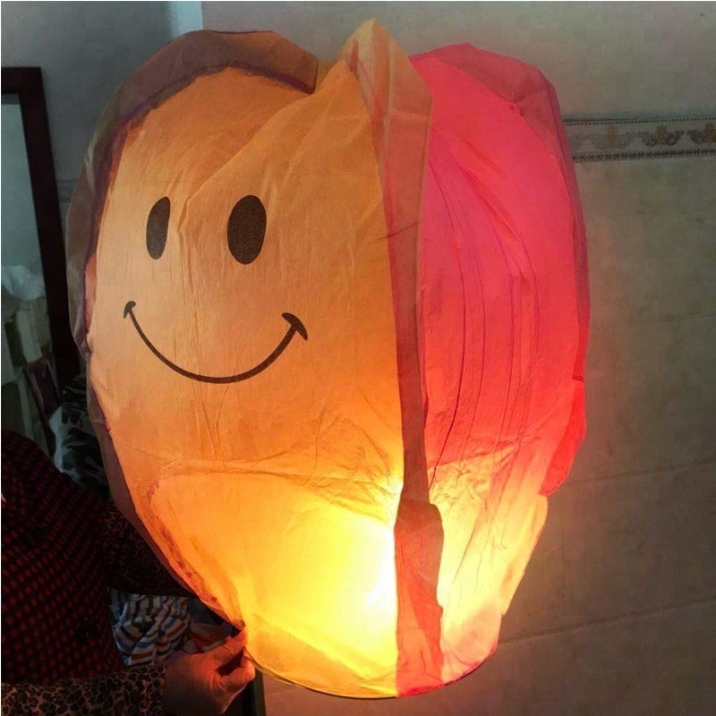 Heart shaped lamp wishing thickening smiling face flame retardant creative paper lantern