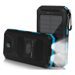 Shenzhen free logo adding Portable Solar Power Bank Waterproof Powerbank 20000mah Charger With Led Light