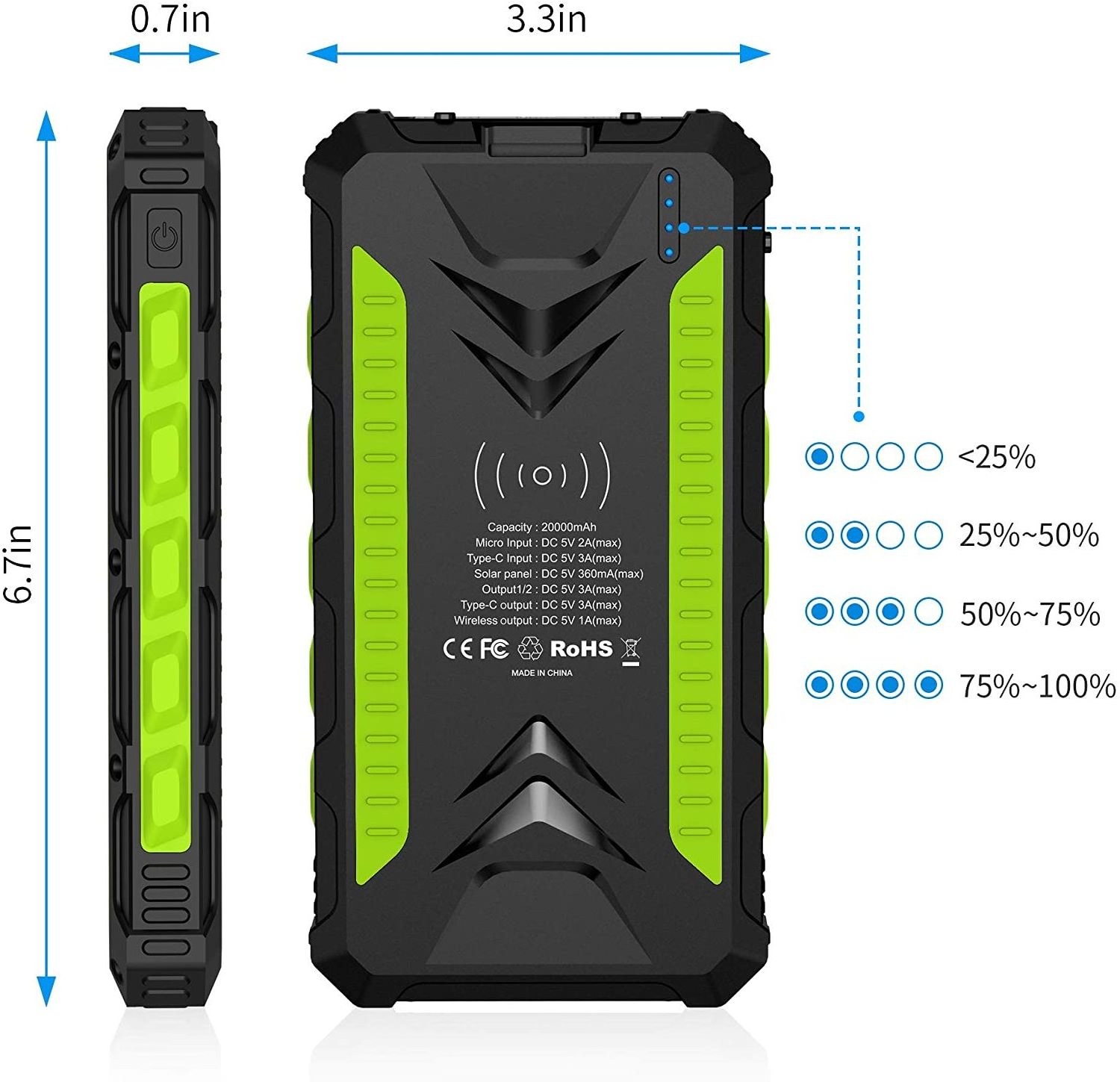 Portable Solar Phone Charger with Dual LED Bright Flashlight 30000mah battery charger solar power banks