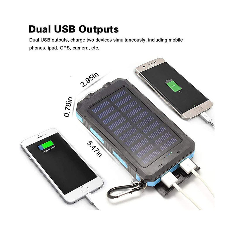 Shenzhen free logo adding Portable Solar Power Bank Waterproof Powerbank 20000mah Charger With Led Light