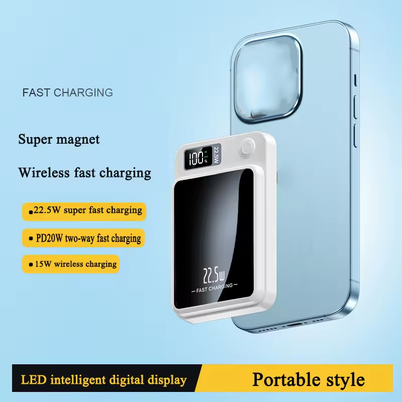 2023 hot  Wireless Charging magnetic Charger with  led display power bank  Magnetic Battery Case Power Bank For gift