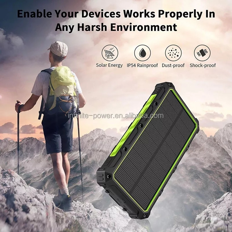 Portable Solar Phone Charger with Dual LED Bright Flashlight 30000mah battery charger solar power banks