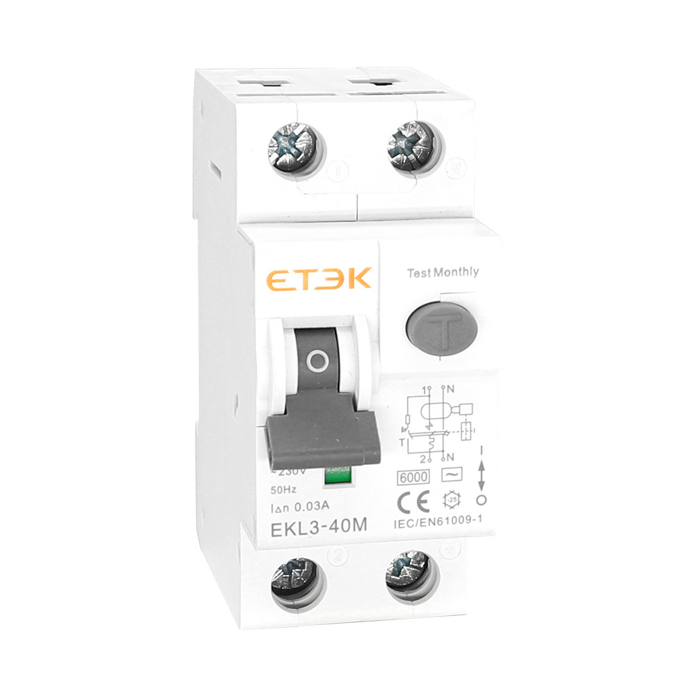 ETEK EKL3-40M 6KA 1P+N 20A Type A Electromagnetic RCBO Residual Current Breaker with Overcurrent Protection with CE Approval