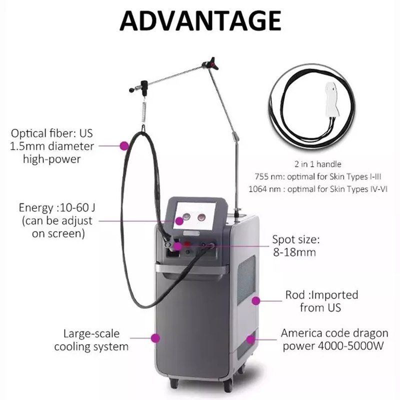 strong power 808nm diode hair removal machine 755 alexandrite laser