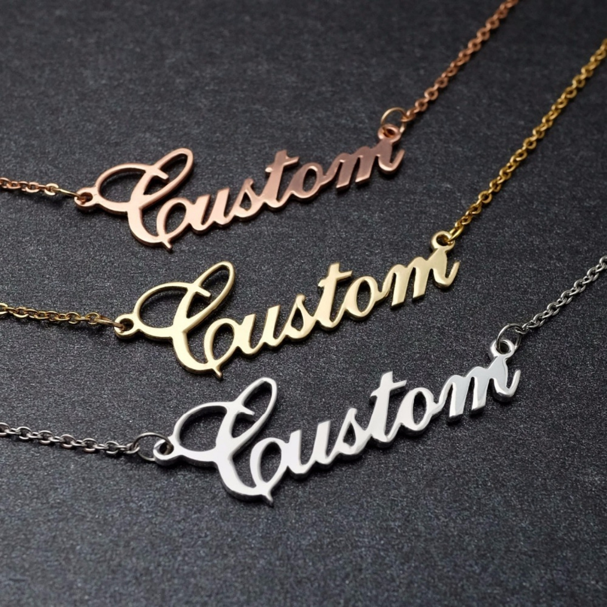 Personalized Custom Name Bracelet Ring Earring Jewelry Set PVD 14K 18K Gold Plated Chain Stainless Steel Letter Pendant Necklace