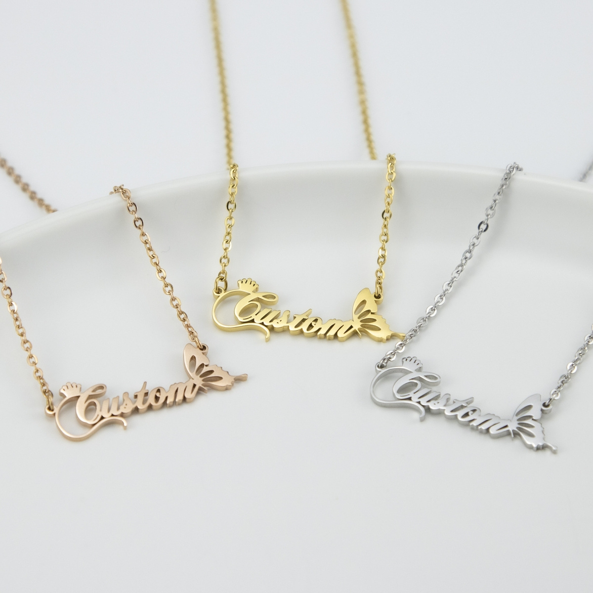 Personalized Custom Name Bracelet Ring Earring Jewelry Set PVD 14K 18K Gold Plated Chain Stainless Steel Letter Pendant Necklace