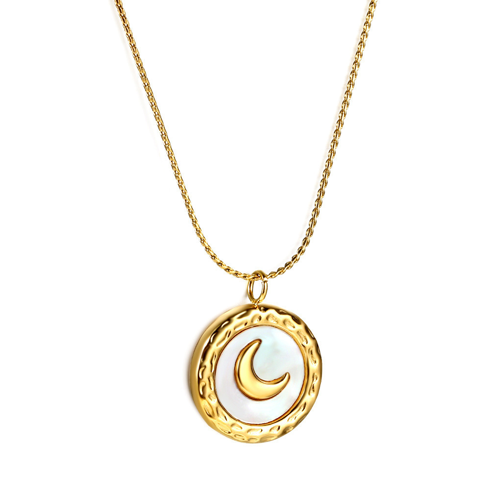 Luxury Moon Pendant Necklace Low Price Fashion 316L Stainless Steel Statement Retro Moon Necklace Charms Chains Bulk