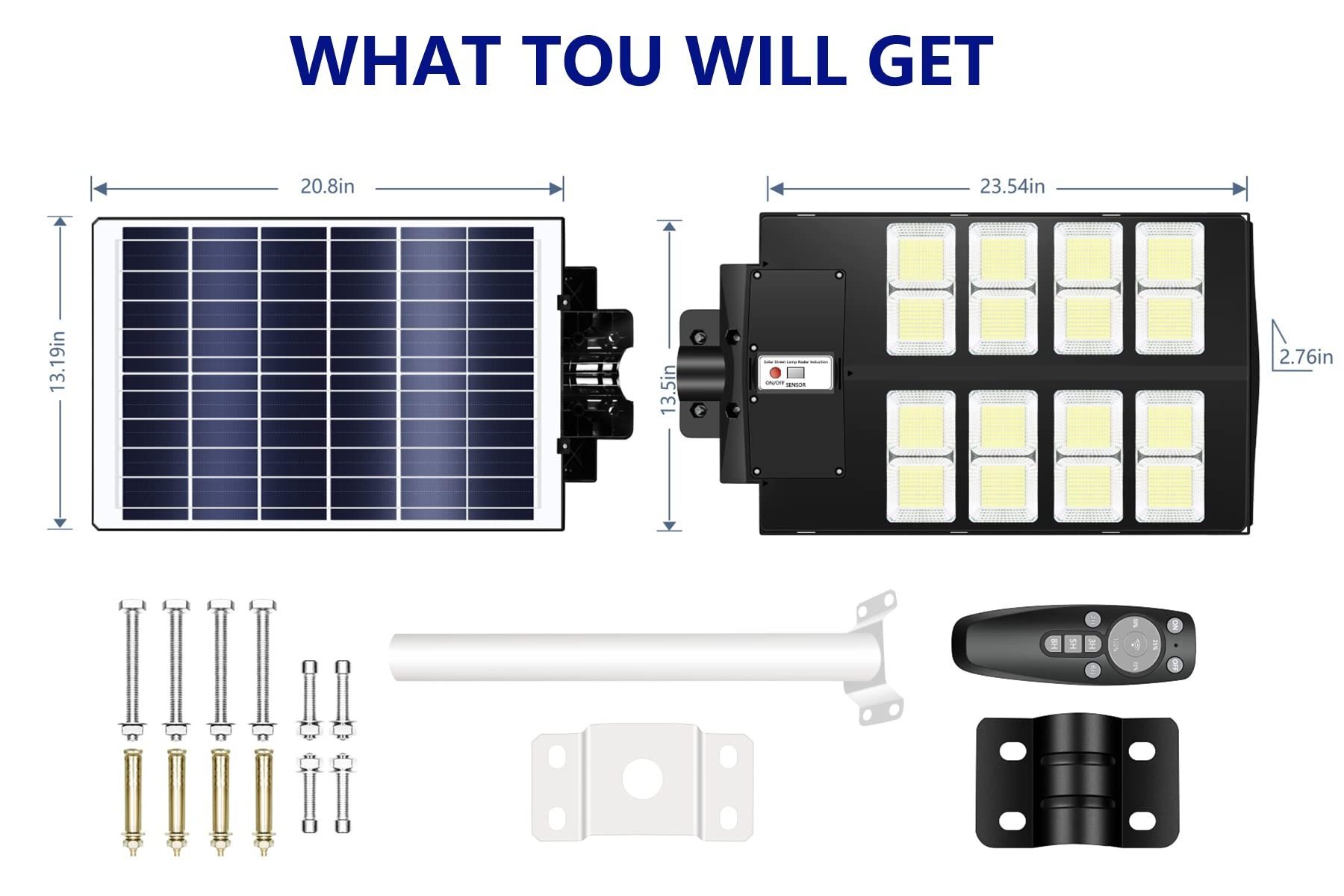 600w 800w 1000w 1500w Solar Panel Led Street Light With Auto Dimming Control Ip65 Waterproof All In One Solar Street Light