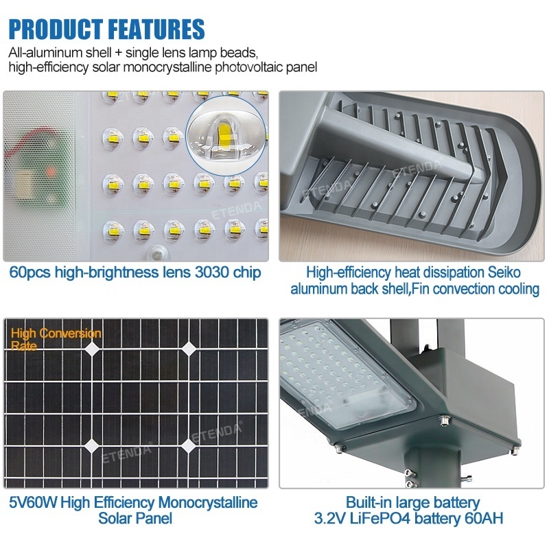 Commercial Battery Powered Solar Street Lights Outdoor Waterproof 1000 watt Integrated Led Solar Street Light