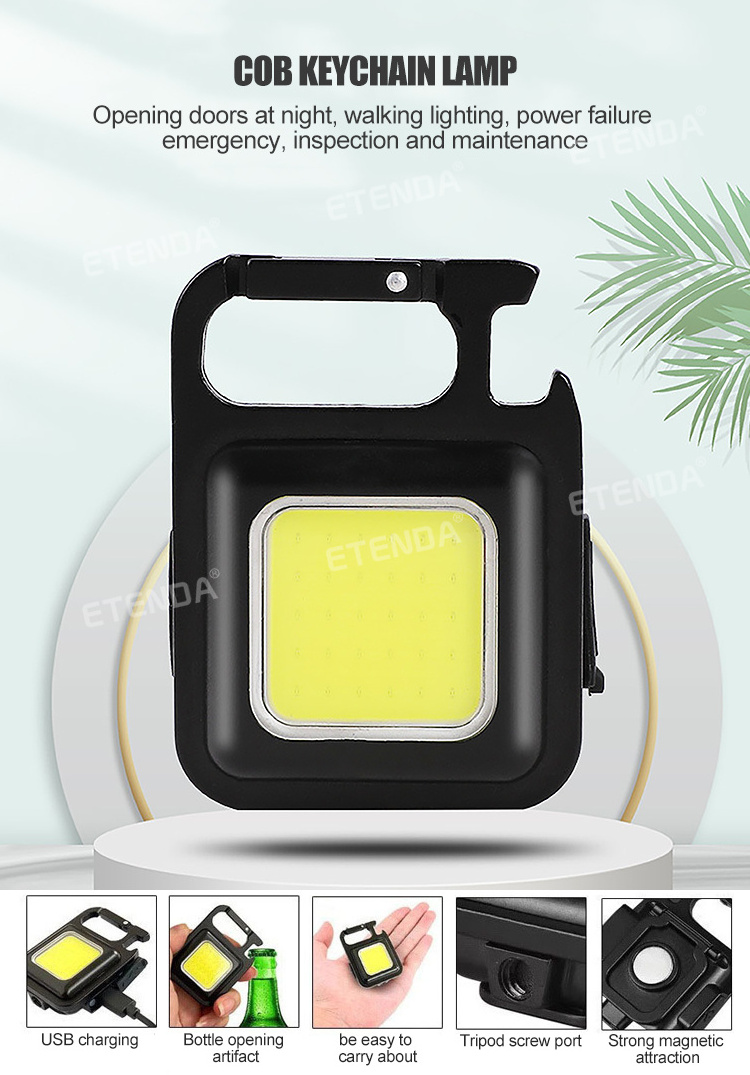 Outdoor Mini Aluminum Rechargeable Portable Pocket Waterproof Magnetic COB Led Keychain Light Flashlight Camping Work Light