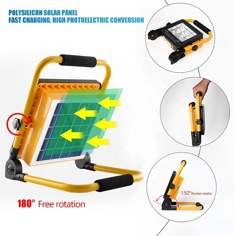 IP65 outdoor solar rechargeable light 50W 100W portable solar camping light