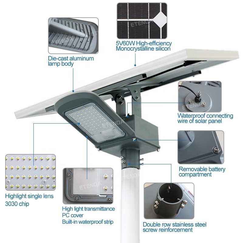 Commercial Battery Powered Solar Street Lights Outdoor Waterproof 1000 watt Integrated Led Solar Street Light