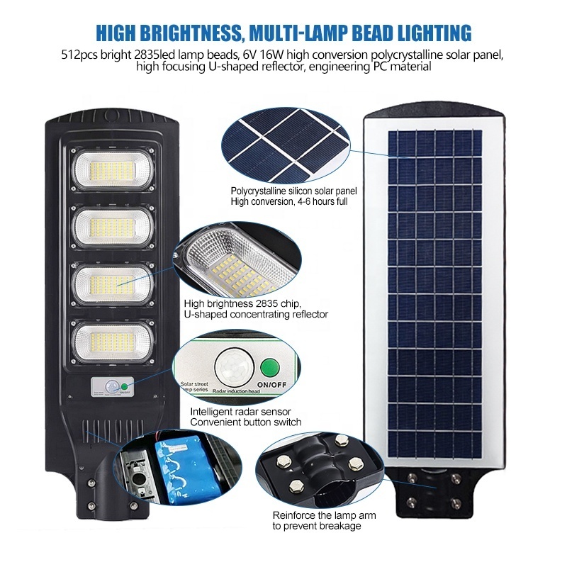 High Quality Waterpoof Road Lamp Outdoor Garden Sensor Motion All In One Solar Powered LED Street Light