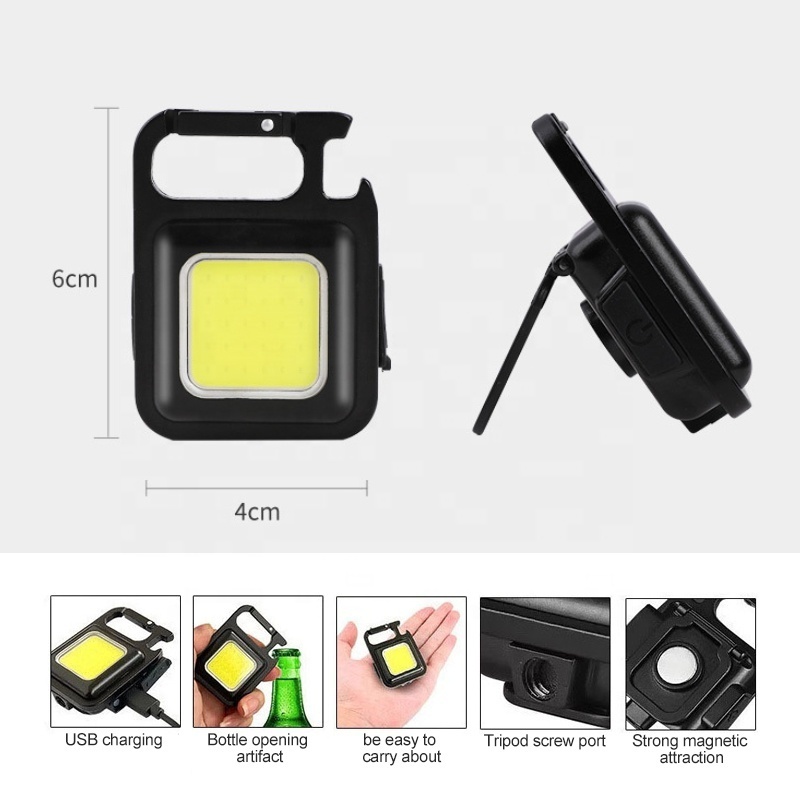 Outdoor Mini Aluminum Rechargeable Portable Pocket Waterproof Magnetic COB Led Keychain Light Flashlight Camping Work Light