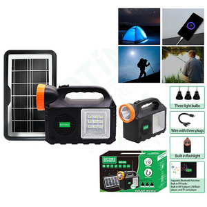 6000mah Mini Solar Lighting Kit Lithium Batteries Portable Solar Energy System Generator With Fm/Btooth For House