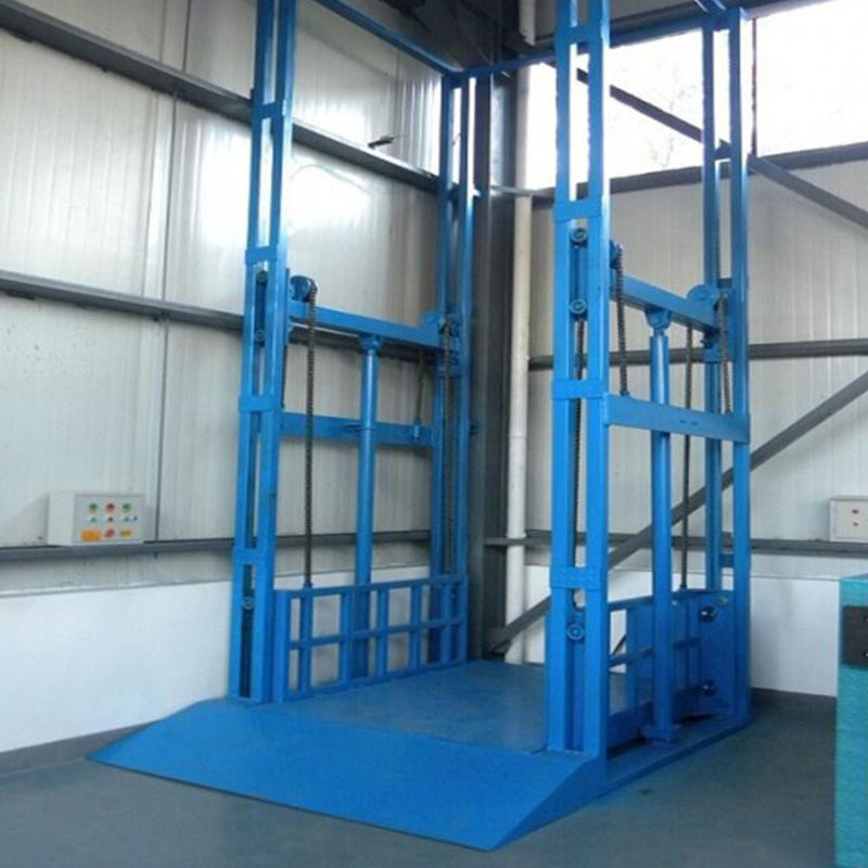 Warehouse Fixed Guide Rail Cargo Lift Small Indoor Industrial Hydraulic Chain Freight Elevators Lift