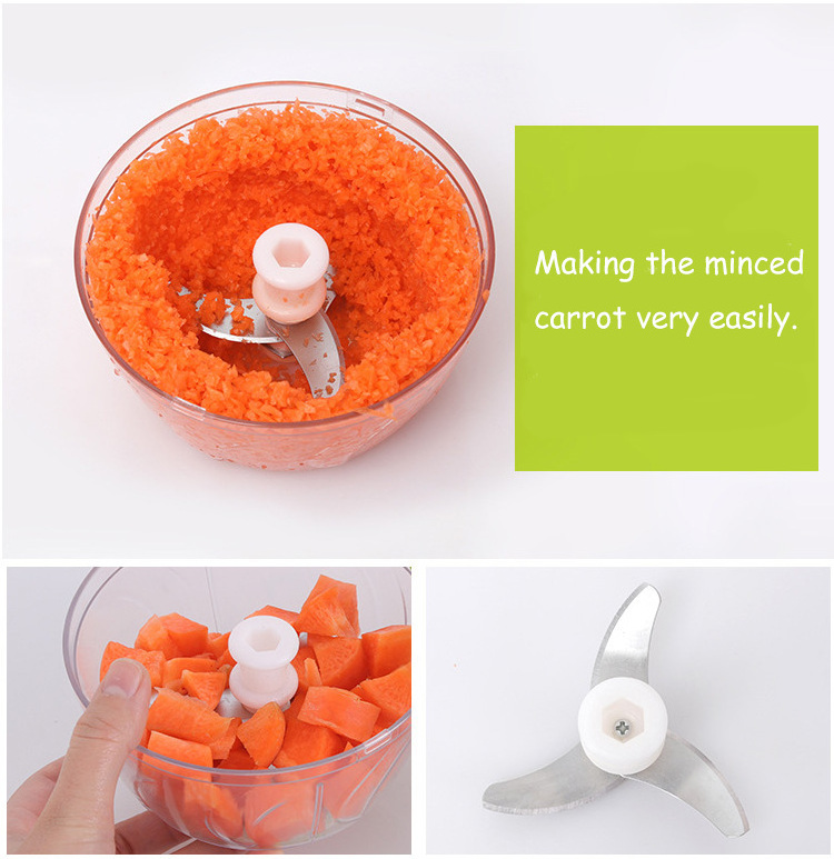 Hot sale manual professional  mini pull twist 3 blades fruit vegetable onion garlic cutter meat shredder  pull speedy chopper