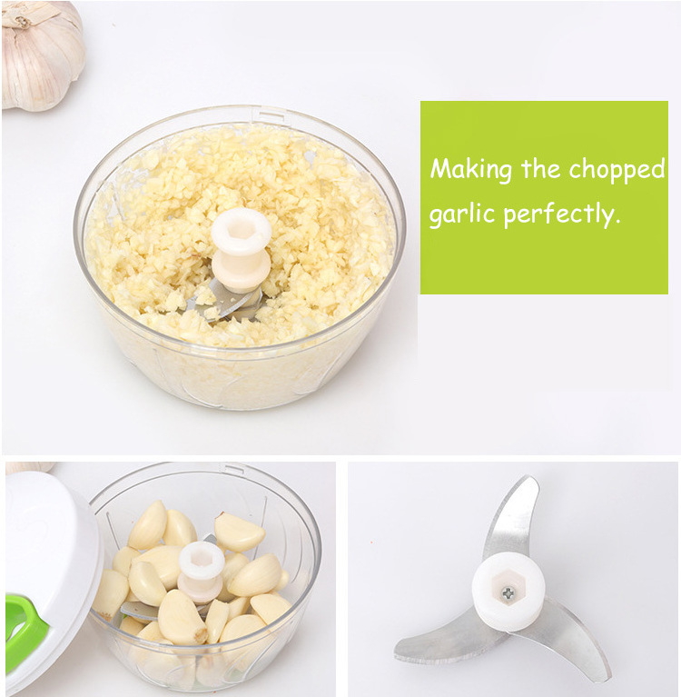 Hot sale manual professional  mini pull twist 3 blades fruit vegetable onion garlic cutter meat shredder  pull speedy chopper