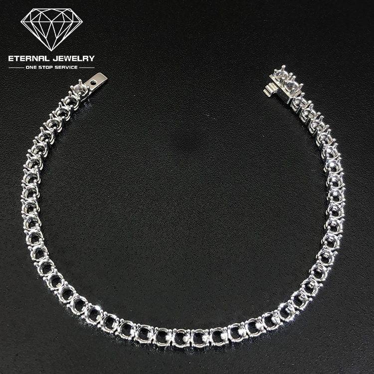 Factory Custom 6-24inch Real S925 Silver 9k 10k 14k 18k Gold 3mm - 6mm Tennis Bracelet Chain Mounting Settings Empty Necklace