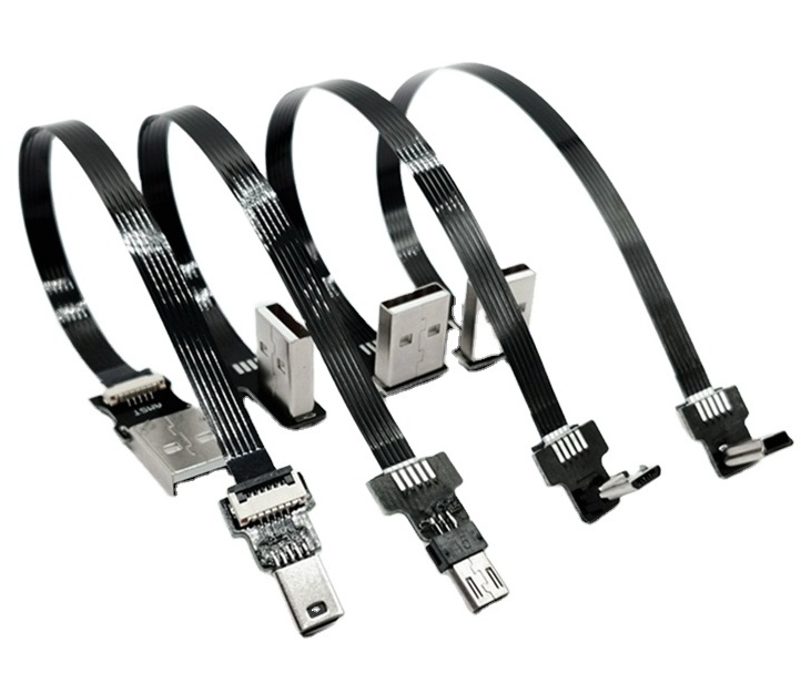 Flex Thin Flat FPC FPV USB 2.0 Data Extension  Cable 180 degree angle USB data charging Cord