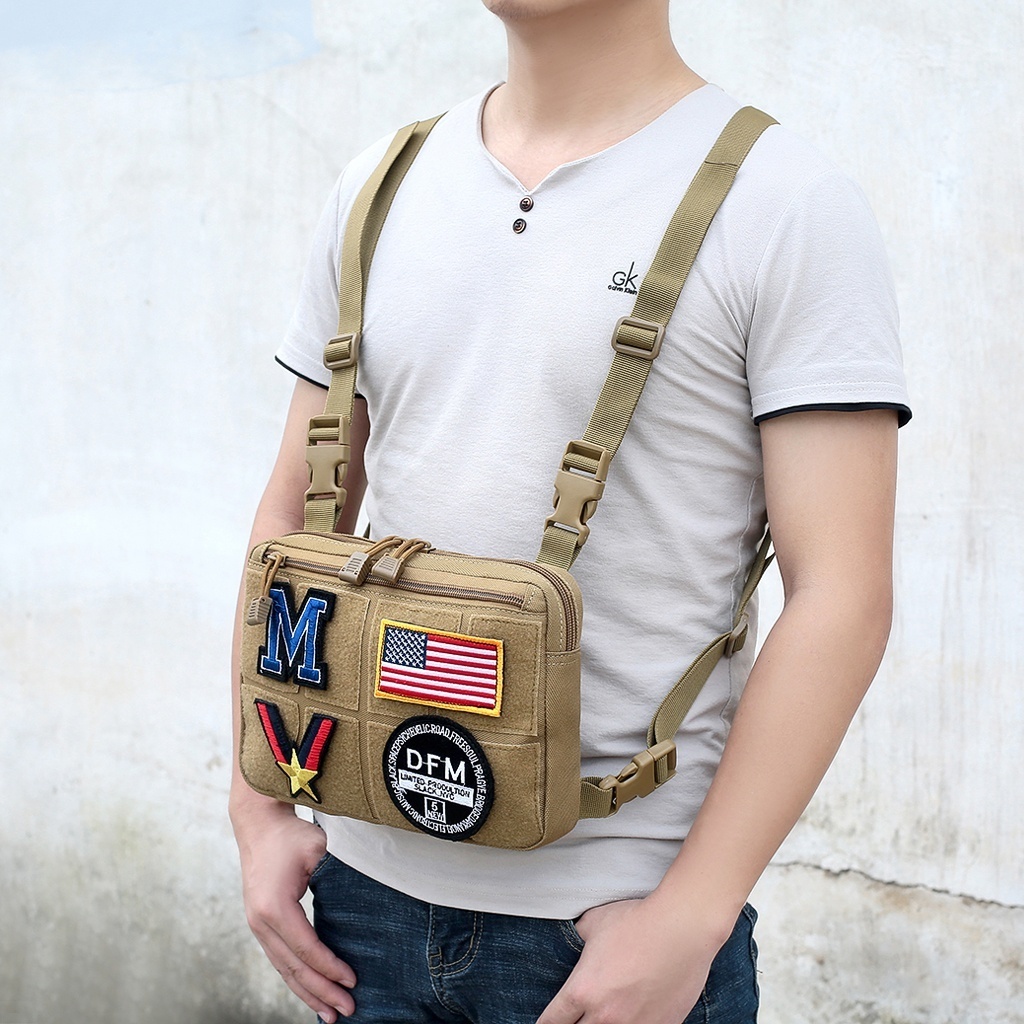 Amazon Hot Sale Quick Release Crossbody Shoulder Vest Molle Pouch Tactical Small Front Rig Chest Harness Bag