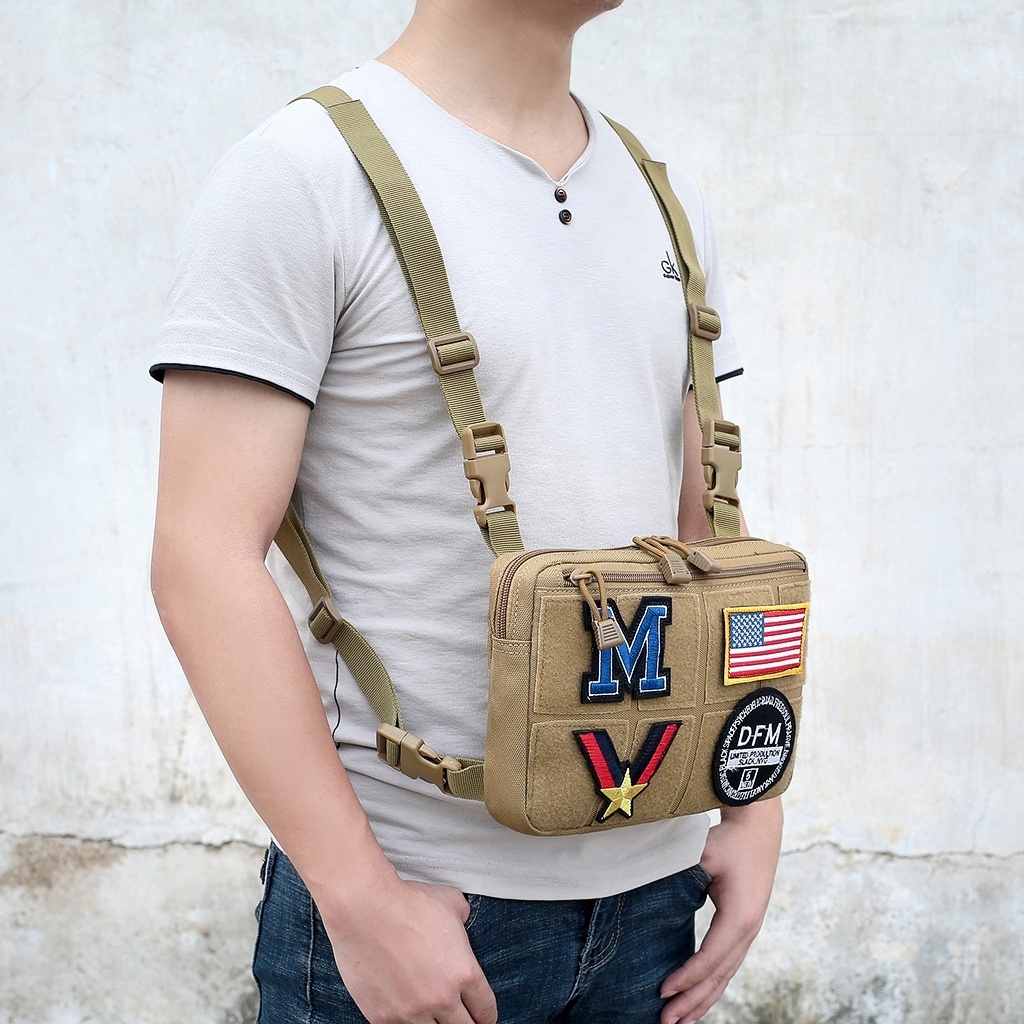 Amazon Hot Sale Quick Release Crossbody Shoulder Vest Molle Pouch Tactical Small Front Rig Chest Harness Bag