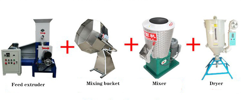 Small grinder and mixer extruder floating fish pellet feed poultry feed extruder pet dog food making machine