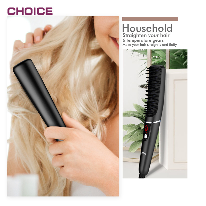 Custom Ionic Style Magic Electronic Ceramic Hair Brush Electric Negative Ion straightening Hair Comb Brush straightening Comb BestSuppliers